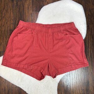 Old Navy Shorts 4X Linen Blend Pull-On Elastic Waist Faded Red Women's